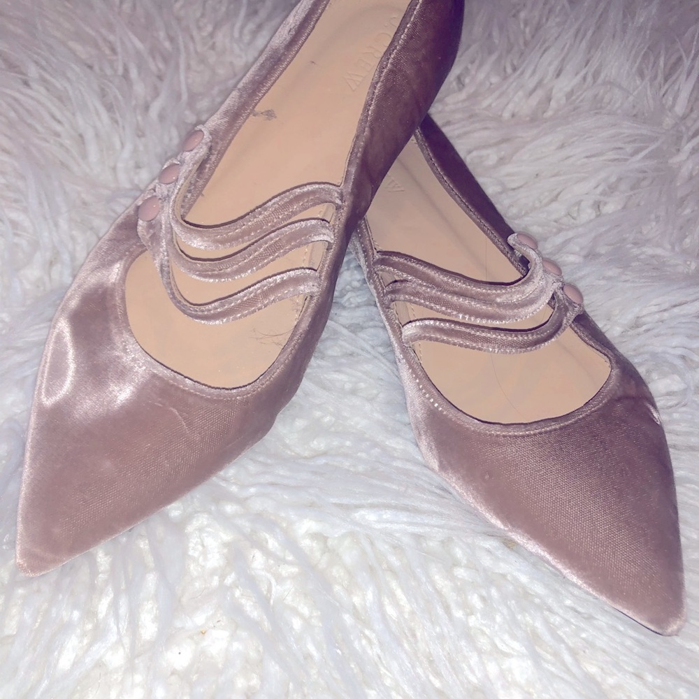 J.Crew Pointed toe velvet pink ballet flats size 8 1/2